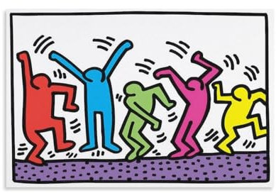 GAJUYL Keith Haring Poster, Pop-Art, ohne Titel (Tanz), Wandkunst, Leinwanddruck, Kunstposter, Heimdekoration, Gemälde, ungerahmt, 30 x 45 cm