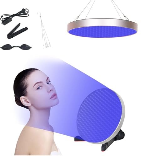 50W Solarium Für Zuhause, 250 LEDs 460NM Tragbare Bräunungslampe, Faltbares Seinstellbares Ständer Und Aufhängbare Haken, Round Gesichtsbräuner Sonnenlampe für Körper und Gesicht
