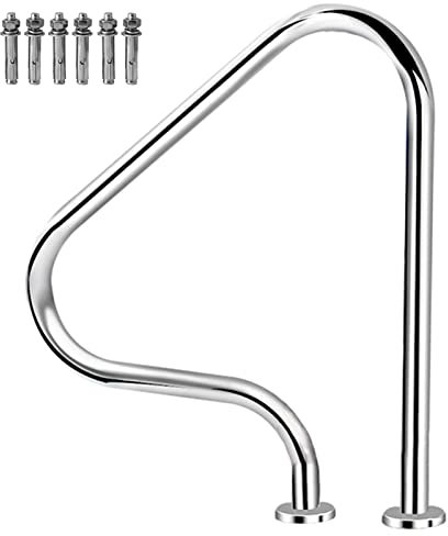 Corrimano per piscina - Kit completo, ringhiera per piscine da 31,5 pollici di altezza, in acciaio inox, montati sul ponte, corrimano di transizione per piscine rotonde interrate, per spa, giardini