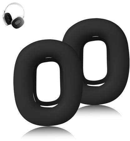 Adhiper Silikon-Ohrpolster für AirPods Max Kopfhörer, schweißfeste Ohrabdeckungen für AirPods Max, kabellose On-Ear-Kopfhörer, Zubehör, Schutzpolster, leicht waschbar, Schwarz