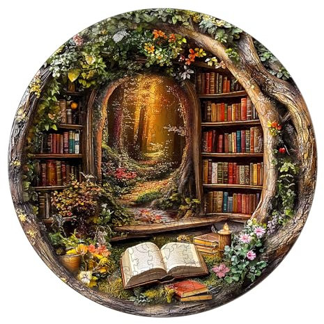 KaayeeWood Puzzle in Legno per Adulti,295 Pezzi Biblioteca Della Casa Sull'Albero Puzzle di Legno con Scatola,Puzzle Irregolare Unico,Regalo di Compleanno per Adulti e Bambini