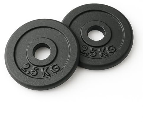 FLG Cast Iron Weight Plates Set – Barbell Plates 1.25KG to 10KG – Standard 1-Inch Hole – Strength Training for Home & Gym (2.5KG x2)