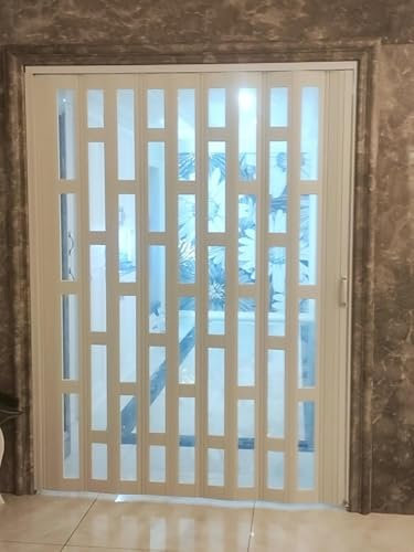 GLFNB Portes de Placard Pliantes en PVC avec poignées et vitres en Acrylique, Portes coulissantes Verticales pour Couloir, buanderie et Balcon, Largeur 85-200 cm (L x H 126 x 203 cm)