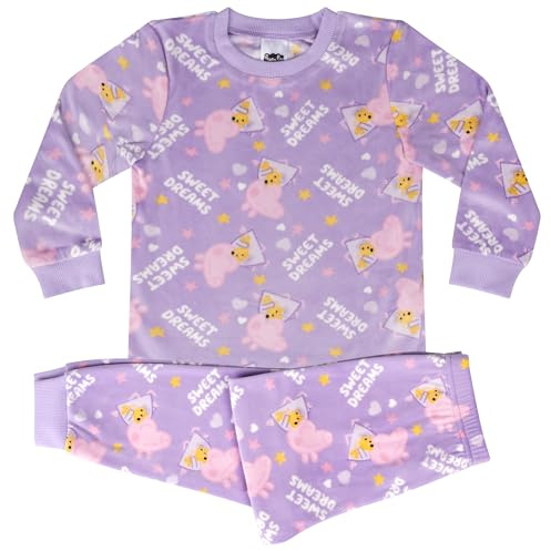 Peppa Pig Pile Super Morbido 100% Poliestere Pigiama a Maniche Lunghe, Peppa Sleep, Viola