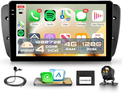 4G+128G Android 15 Autoradio für Seat Ibiza 6j IV 2009-2014 9 Zoll Incell Touchscreen Autoradio mit Wireless Carplay Android Auto GPS Navi WiFi Mirror Link Bluetooth FM/RDS/EQ/SWC Rückfahrkamera