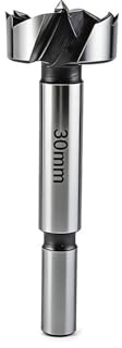 Broca Forstner 30mm para Madera Broca de Hoja Plana Broca Para Madera de Dientes Múltiples con Eje Redondo Acero de Alta Velocidad Longitud de 90mm Duradero Plata