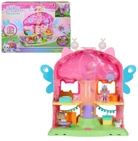 Gabby's Dollhouse Fairylandia Baumhaus, ab 3 Jahren | 8 fliegende Schmetterlings-Feen, Mit Gabby-Figur, 7 Möbel & Accessoires, Erweiterbar, Feenzauber auf Knopfdruck