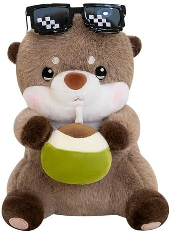 Xiyocadt Otter Plüschtier,Otter Kuscheltier mit Trinkende Kokosnussmilch,Süßes Plüschtier Stofftier,Superweiche Kleines Kuscheltie Zum Kuscheln Und Spielen,Geschenk Für Kinder & Erwachsene (30cm)