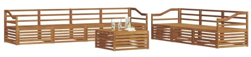 vidaXL Outdoor-Sofagarnitur 8 pcs Natur Massivholz Akazie, Gartenlounge, modernes Outdoor-Sofa-Set, langlebige Terrassenmöbel, Bequeme Sitzmöglichkeiten