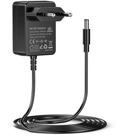 melasta Alimentatore Universale 5V 1000mA, Spina da 5,5 x 2,1mm | AC/DC Adattatore per Min Fan MP3/MP4, Spina da 5,5 x 2,1mm, Cavo da 1,5m