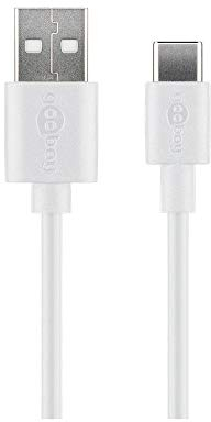 Goobay 59130 Cavo USB-C di Ricarica E Sincronizzazione, USB-A > USB-C, Bianco, 2m Lunghezza del Cavo