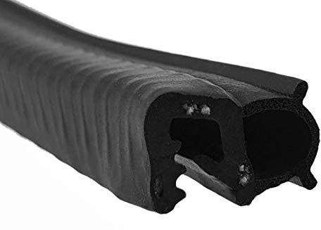 SMI-Dichtungsprofil DS17 für 1-2mm EPDM Moosgummi/Vollgummi mit Stahleinlage selbstklemmend ohne Kleber - Kantenschutz mit Dichtung seitlich, Kantenschutzdichtprofil für Auto, Kofferraum (10 m)
