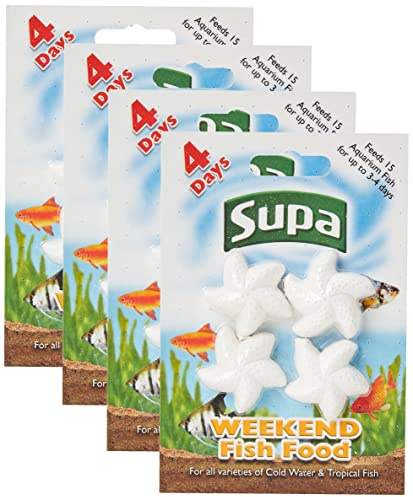 Supa Aquarium Weekend Fish Food, 4 Days, Pack of 4, Easy to Use, Slow Releasing Food Block for Feeding Cold Water & Tropical Aquarium Fish