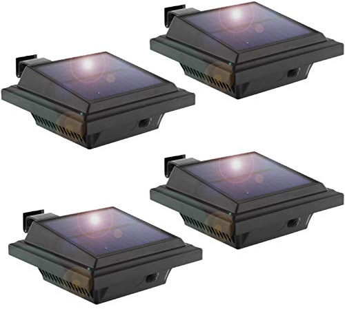 KEENZO LED Solar Dachrinnenleuchte Solarlampen für Außen, 25LEDs Solarlicht, Kaltweißes Gartenbeleuchtung Zaunlicht, Wegeleuchten Solarleuchte für Zaun, Patio, Gehwege, Hof, Garage, 4 Stück