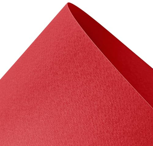 Netuno 10x Künstlerkarton Rubinrot DIN A4 21x29,7 cm einseitig strukturiert | 220g Prisma Rubino · stilvoller Bastelkarton mit Struktur für Dekoration, Basteln, Karten & Einladungen