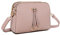 ELIOX - Damen Kleine Umhängetasche - PU Leder Feste Schultertasche - Kette Schulterriemen Abendtasche - Reißverschluss Handtasche - City Clutch Party Zip Crossbody Bag Mode (ROSA)