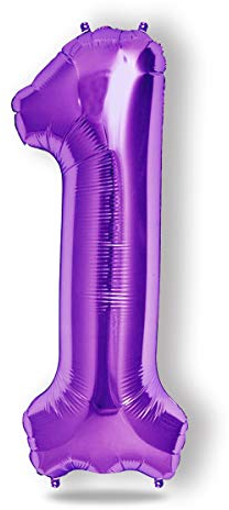 FUNXGO® Folienballon Zahl 1 lila - Riesenzahl Ballon ca.100 cm - fliegt mit Helium - 1 Geburtstag Luftballon - Deko zum Geburtstage, Party, Hochzeiten - Ballon 1 lila