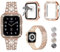 Confezione da 3 cinturini compatibili con Apple Watch da 38 mm, 40 mm, 41 mm, 42 mm, 44 mm, 45 mm, 49 mm, con custodia, cinturino in metallo con diamanti e cover protettiva in vetro per iWatch serie