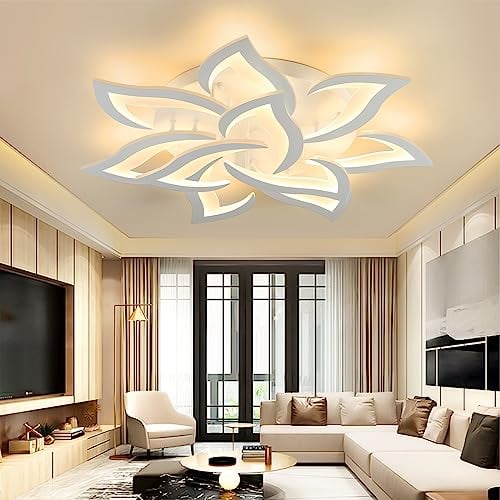 LED Deckenleuchte Dimmbar,Wohnzimmerlampe mit Fernbedienung Farbwechsel,Schlafzimmer Deckenlampe moderne Deckenbeleuchtung Deckenbeleuchtung Kronleuchter Lampe,Dimming 10 heads/Ø85cm/33.4in