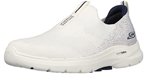 Skechers Men's Gowalk 6-Stretch Fit Slip-on Athletic Performance Walking Shoe, White Navy, 8.5 UK