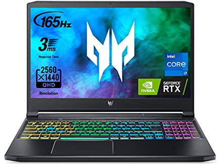 Acer Predator Triton 300 PT315-53-70RT Gaming Laptop | Intel i7-11800H | NVIDIA GeForce RTX 3060 Laptop GPU | 15.6 QHD 165Hz 3ms IPS Display | 16GB DDR4 | 1TB SSD | Killer WiFi 6 | RGB Keyboard