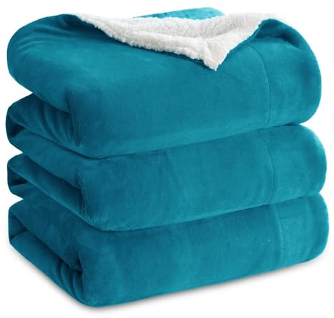 Bedsure Sherpa Fleece Throw Blanket - Thick, Turquoise, King, 230x270cm | Sherpa Blanket, Fluffy, Super Soft, Cosy, Fleece Sofa Throw, Thick and Warm, Family and Pets, Home Decor