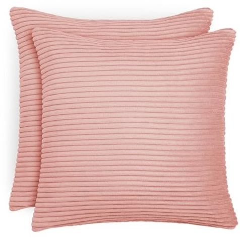 Blumtal 2er Set Kissenbezug 45x45 cm rosa – Kord Kissenhülle mit verstecktem Reißverschluss, weiche Cord Kissenbezüge - für Deko-Kissen Polster Sofakissen Zierkissen & Couchkissen