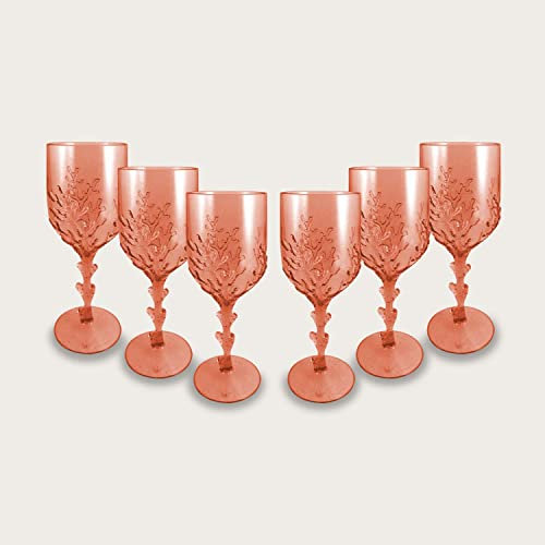ARCA - Set 6 Calici in Plastica Acrilica Resistente Da 45 Cl - Vari Colori Disponibili (Corallo)
