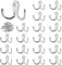 ZOENHOU 20 PCS 5.5 x 4cm Double Prong Robe Wall Hooks, Metal Dual Coat Hooks with 40 Screws, Chrome Dual Coat Hanger Retro Silver Bathroom Door Hanging Hooks for Towel Clothes Scarf Bag Hat