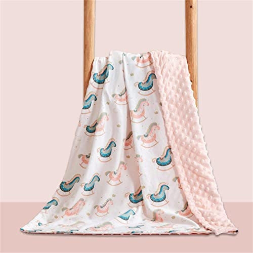 EXQULEG Babydecke 100% Baumwolle doppelseitig multifunktional Kuscheldecke Neugeborenen Decke mit süßem Einhorn Bequeme Kinderwagen Decke (Einhorn-Decke,100x70cm)