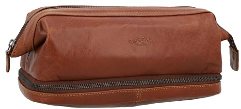 Gusti Waschtasche Leder - Quinn Kulturtasche Schminktasche Braun Leder