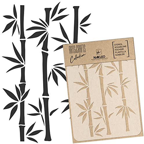 NAKLEO Malschablone für Handwerk A4 21x30cm, Bambusschüsse Chinesisch Orientalisch Muster, Wiederverwendbare Kunststoff DIY & Scrapbooking Zeichenschablone, Decoupage Kunst Vorlage, Stoff Möbel Holz