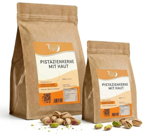 Tasty Pott Pistazienkerne, mit Haut I Pistazie ohne Schale I Nusssnack I Knabbern I Proteinreich I Vegange Ernährung Snackalternative I Protein I Im Beutel 1000g