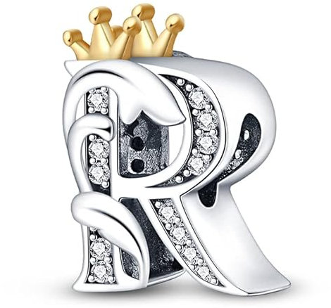 TINSLO R Alfabeto Charms Abalorios Colgante para mujer, plata de ley 925, compatible con pulseras y collares Pandora, compatible con pulseras europeas para mujeres y niñas