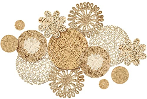 Glenmal Boho-Wandkorb, Dekoration, gewebtes Rattan, flache Körbe, handgefertigt, Boho-Weide, Bambus, Seegras, Wandbehang, Dekoration für Schlafzimmer, Wohnzimmer, Esszimmer, Büro, fertig zum