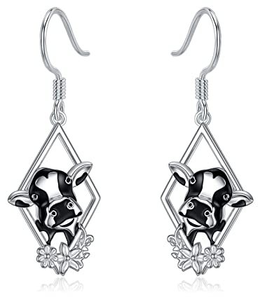 Kuh Ohrringe für Frauen 925 Sterling Silber Kuh Tropfen Ohrringe Kuh Schmuck Geschenke für Frauen Mädchen Geburtstagsgeschenk