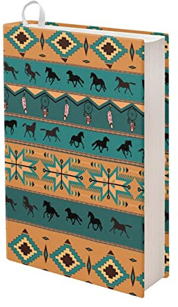 Kuiaobaty Indischer Tribal-Druck, Stoff, Buchhülle, Traumfänger, Pferde, Notizbuch, Schutztuch, dehnbar, Schlupfjacke für Neuheit