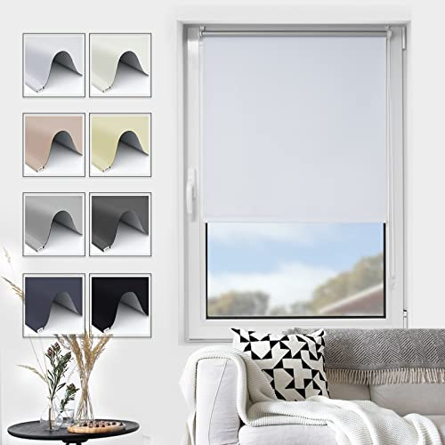 Grandekor Verdunkelungsrollo Klemmfix ohne Bohren Weiß 90x150cm(BxH),Verdunklungsrollo Fensterrollo Rollo Seitenzugrollo Klemmrollo für Fenster & Tür