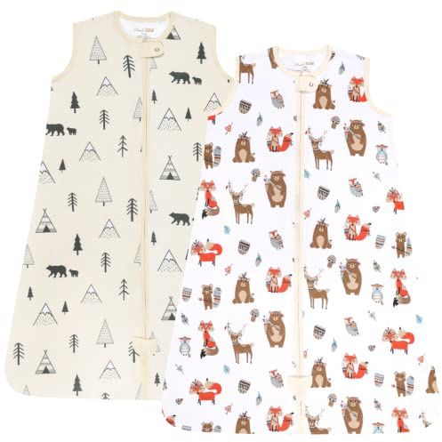 Babyschlafsack aus Bio-Baumwolle 0.5 TOG Sommer Schlafsack 2er-Pack | Atmungsaktiv, leichter Sommerschlafsack aus GOTS--zertifizierter Bio-Baumwolle für 6–12 Monate von Mama Cheetah
