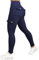 Nuofengkudu Push up Taille Haute Leggings Sport pour Femmes Elastique Opaque Doux Collant Pantalon avec Poche Cargo Fitness Running Jogging Sport Workout Yoga Pants Y-Bleu Foncé 3XL