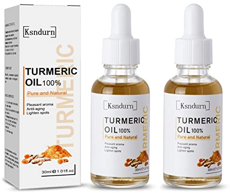 Turmeric Serum Dark Spot Removal, 2Pcs Ksndurn Turmeric Face Serums Oil, Turmeric Dark Spot Corrector Serum for Face & Body, Heals Scars, Moisturizing, Skin Brightening Serum for Dark Spots
