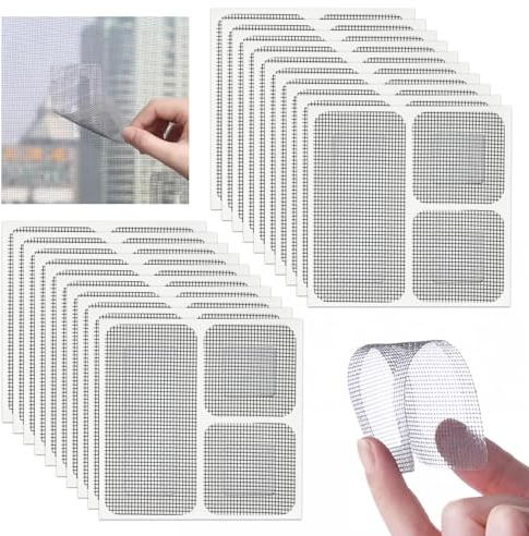 Tstfadac 60 Stück Fliegengitter Reparatur Set Fliegengitter Reparatur Klebeband Fliegengitter Flicken für für Fliegengittertüren, Moskitonetz, Insektenschutz Fenster etc. (Drei Größen 60 Stück)