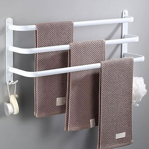 nvdsivee Porte Serviette Murale Blanc Barres Porte-Serviettes Multicouche Espace Aluminium Porte Serviette pour Salle de Bain, Cuisine d'hôtel, Style Contemporain (50 cm, Blanc, 3 Couches)