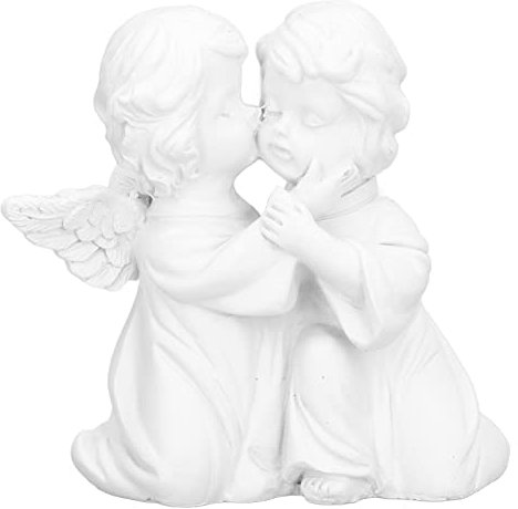 Cherub Angel Figur, Weiß Harz Wetterfeste Engel Skulptur, Handbemalter Sitzend Schlafende Engelsstatue für Innen und Außenbereich, Zuhause, Büro, Bauernhaus, Heimdekoration(Rechts)