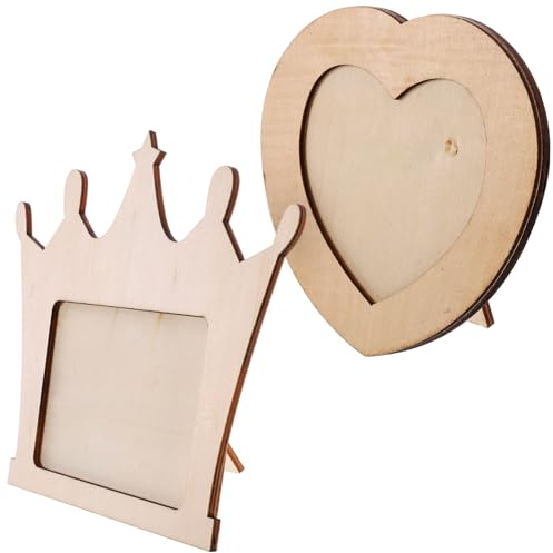 Didiseaon 2st Diy Bastelt Bilderrahmen Aus Tischdisplayrahmen Weihnachtsbilderrahmen Bemalen Herzförmige Rahmen Holzrahmen Diy-gemälderahmen Basteln Massivholz Kind Hölzern Sparschwein