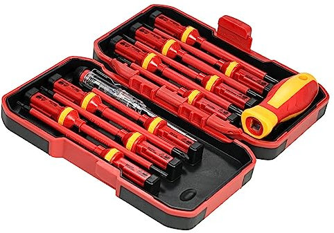Sunydog 13pcs 1000V Changeable Insulated Screwdrivers Set with Magnetic Slotted Phillips Pozidriv Torx Bits Electrician Repair Tools Kit