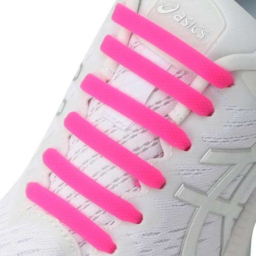 7STROBBS 2 Paia Lacci Rosa Scarpe Elastici per Bambini e Adulti,Sneaker Stringhe Elastiche in Silicone Rosa per Air Force 1,No Tie Shoelaces per Uomo e Donna