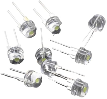 LOTOAK 15PCS 8mm Straw Hat LED Diode Ultra Bright White 0.5W F8 Power 0.5W Light Emitting Diode Red Yellow Green Blue Pink Warm White (Color : 2.2-2.4V Red, Size : 0.5W F8 15pcs)