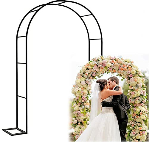 IBOWZ Garden Arch Trellis Galvanized Metal Garden Arch, Gazebo Rose Arches,Wedding Arches, for Climbing Roses and Plants, Wedding Bridal Party, Black, 220x120×25cm
