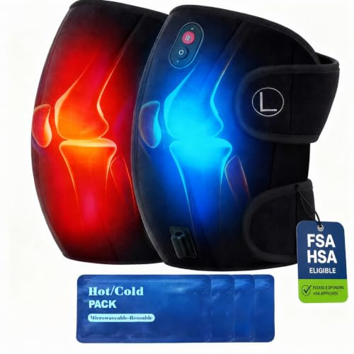 CooCoCo Masajeador de rodilla HSA elegible por la FSA con calor, alivio del dolor de rodilla, almohadilla térmica de rodilla, rodillera eléctrica con calefacción con 2 niveles de calefacción, 5 modos